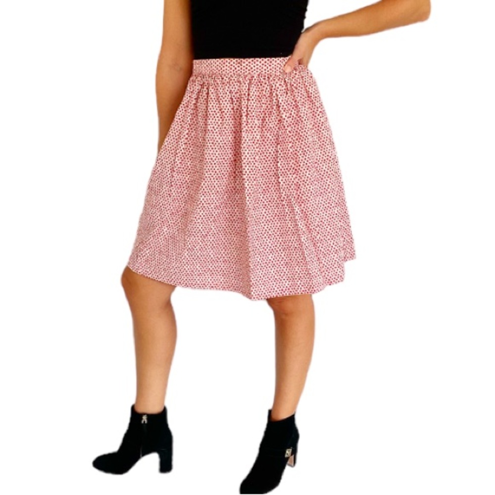 Vintage handmade red white polka dot pleated a-line skirt size small